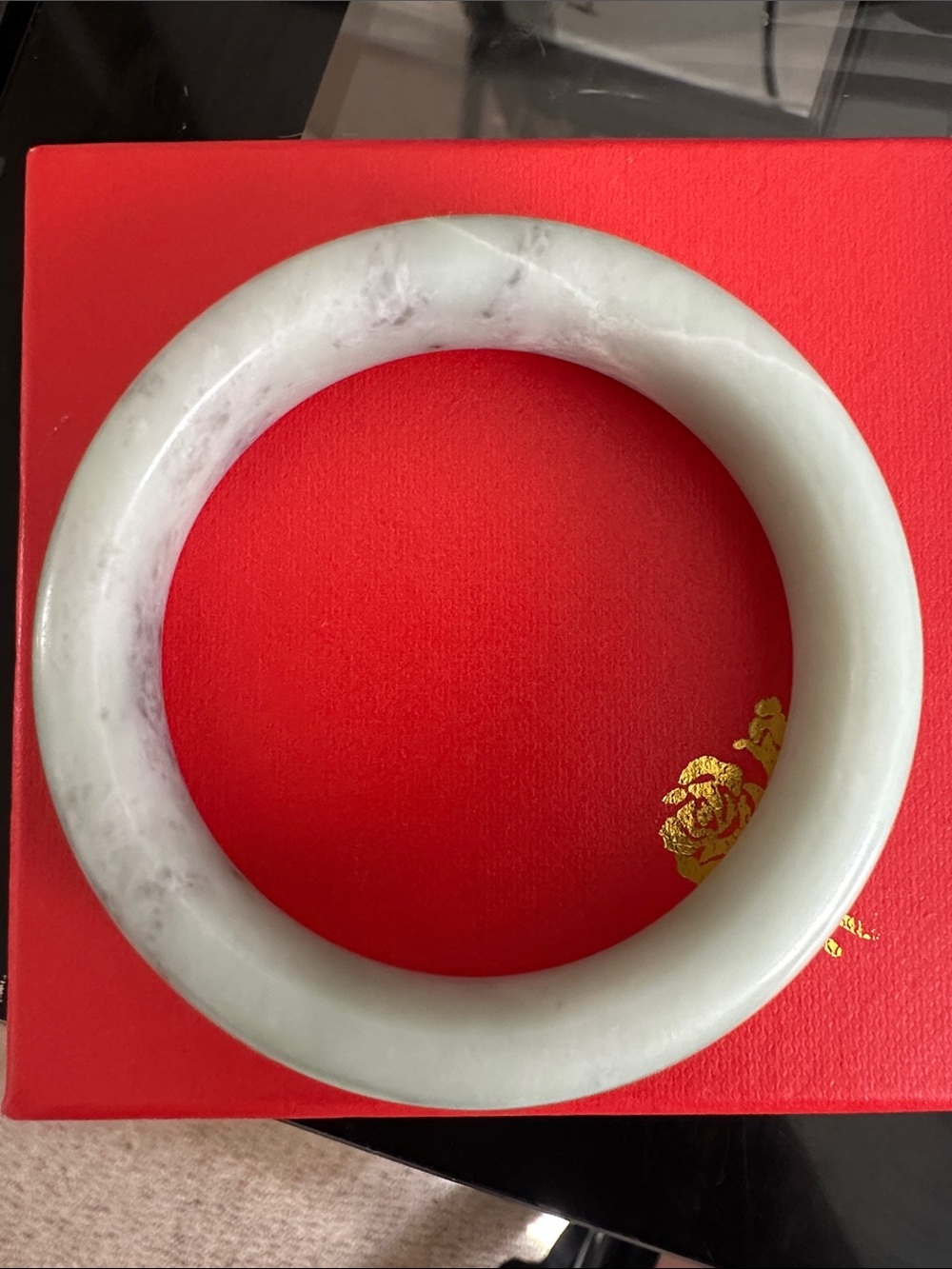 Beautiful light green jade jadeite 54mm bangle